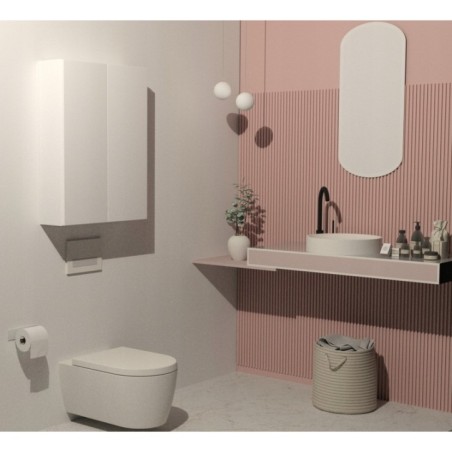 Mala szafka wiszaca do lazienki Bialy Mat nad umywalke na reczniki i chemie