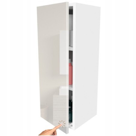 Słupek łazienkowy szafka wisząca biały ciepły połysk pojemny regał 30cm