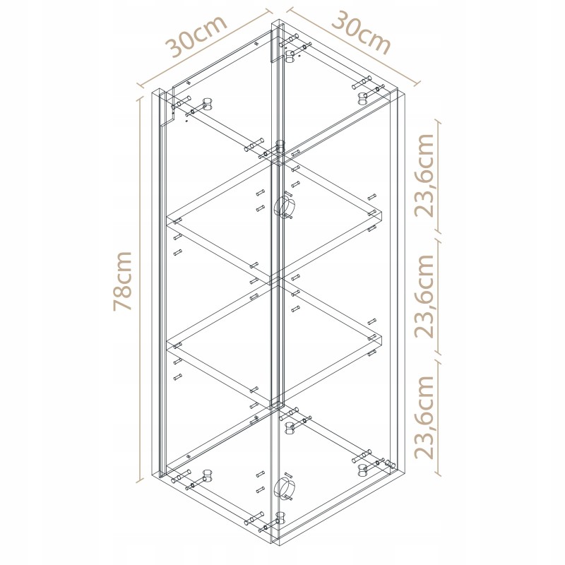 Słupek łazienkowy szafka wisząca biały ciepły połysk pojemny regał 30cm