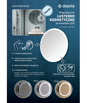 Lusterko kosmetyczne magnetyczne - podświetlenie LED