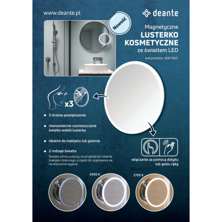Lusterko kosmetyczne magnetyczne - podświetlenie LED