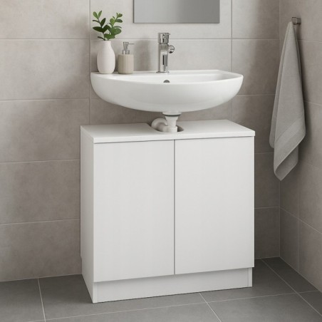 Pojemna szafka pod umywalkę na chemie, na ręczniki biały mat 60cm