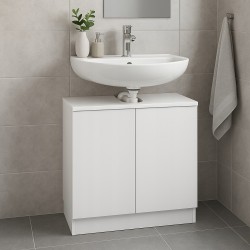 Pojemna szafka pod umywalkę na chemie, na ręczniki biały mat 60cm Pojemna szafka pod umywalkę na chemie, na ręczniki biały mat 60cm