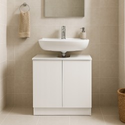 Pojemna szafka pod umywalkę na chemie, na ręczniki biały mat 60cm Pojemna szafka pod umywalkę na chemie, na ręczniki biały mat 60cm