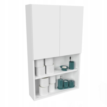 Wąska szafka łazienkowa wisząca biala mat 100 nad pralkę na chemie reczniki