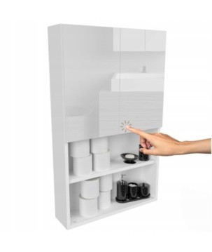 Szeroka i Pojemna Szafka Łazienkowa nad pralkę BIAŁY POŁYSK "100" 60 17 cm