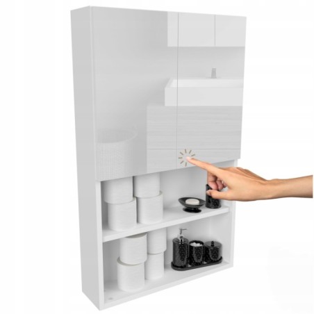 Szeroka i Pojemna Szafka Łazienkowa nad pralkę BIAŁY POŁYSK "100" 60 17 cm