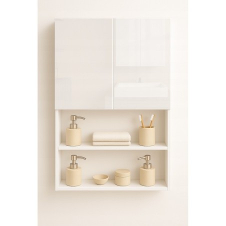 Szeroka i Pojemna Szafka Łazienkowa nad pralkę BIAŁY POŁYSK "100" 60 17 cm