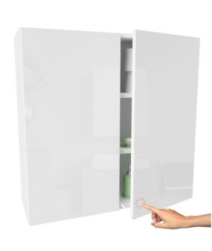 Szafka lazienkowa wiszaca waska biala polysk szeroka i pojemna na chemie 80