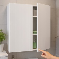 Szafka lazienkowa wiszaca waska biala polysk szeroka i pojemna na chemie 80