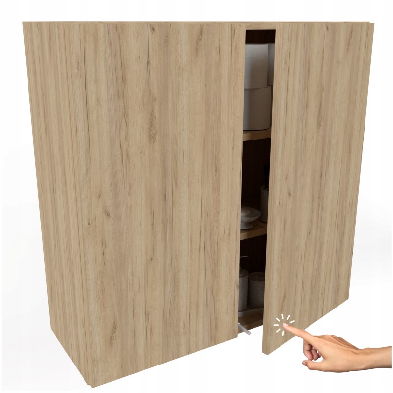 SZEROKA SZAFKA WISZĄCA ŁAZIENKOWA JASNA DREWNO POCHODNA DAB CRAFT ZŁOTY 80