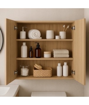 SZEROKA SZAFKA WISZĄCA ŁAZIENKOWA JASNA DREWNO POCHODNA DAB CRAFT ZŁOTY 80