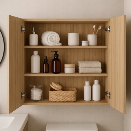 SZEROKA SZAFKA WISZĄCA ŁAZIENKOWA JASNA DREWNO POCHODNA DAB CRAFT ZŁOTY 80