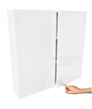 Szafka łazienkowa wiszaca 80cm biały połysk dwudzwiowa bezuchwytowa