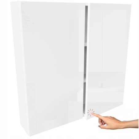 Szafka łazienkowa wiszaca 80cm biały połysk dwudzwiowa bezuchwytowa