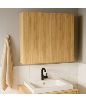 Szafka łazienkowa wisząca drewnopochodna dąb craft złoty do łazienki 80cm