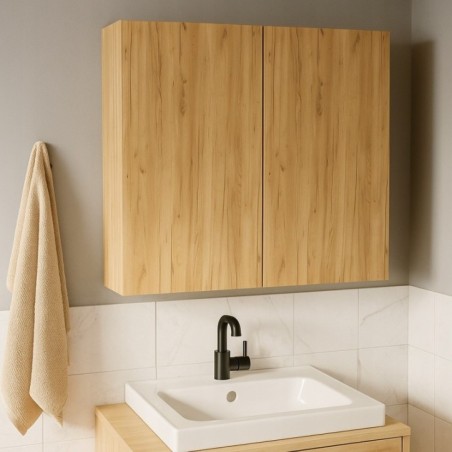 Szafka łazienkowa wisząca drewnopochodna dąb craft złoty do łazienki 80cm