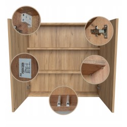 Szafka łazienkowa wisząca drewnopochodna dąb craft złoty do łazienki 80cm Szafka łazienkowa wisząca drewnopochodna dąb craft złoty do łazienki 80cm