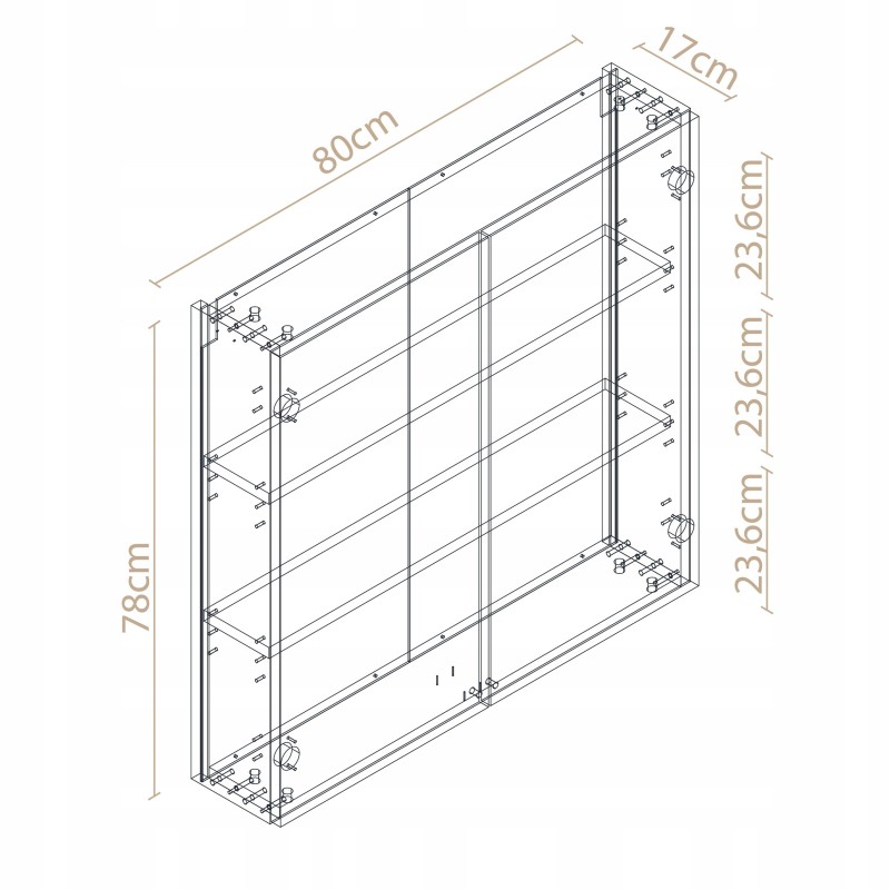 Szafka łazienkowa wisząca dąb craft złoty do łazienki 78x80x17