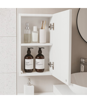 Szafka wisząca łazienkowa mała słupek biały połysk idealna na kosmetyki