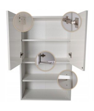 Pojemna szafka łazienkowa nad pralkę biała wysoki połysk szafka na chemie