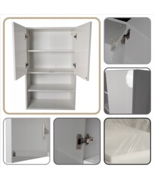 Pojemna szafka łazienkowa nad pralkę biała wysoki połysk szafka na chemie