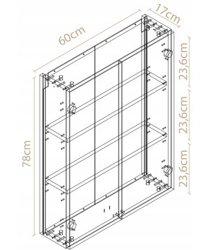 Szafka łazienkowa wisząca z półkami kaszmir 78x60x17 cm na kosmetyki