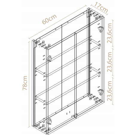 Szafka łazienkowa wisząca z półkami kaszmir 78x60x17 cm na kosmetyki