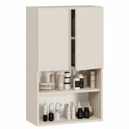 Szafka łazienkowa wisząca 98x60 kaszmir nowoczesna z półkami i drzwiczkami