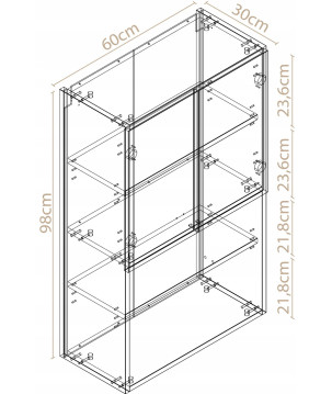 Szafka łazienkowa wisząca 98x60 kaszmir nowoczesna z półkami i drzwiczkami