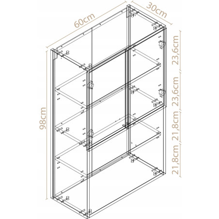 Szafka łazienkowa wisząca 98x60 kaszmir nowoczesna z półkami i drzwiczkami