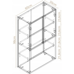 Szafka łazienkowa wisząca 98x60 kaszmir nowoczesna z półkami i drzwiczkami
