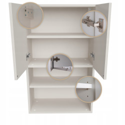 Szafka łazienkowa wisząca 98x60 kaszmir nowoczesna z półkami i drzwiczkami