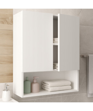Szafka łazienkowa wisząca biały mat z otwartą półką szafka nad pralkę 80cm