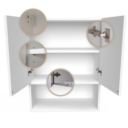 Szafka łazienkowa wisząca biały mat z otwartą półką szafka nad pralkę 80cm