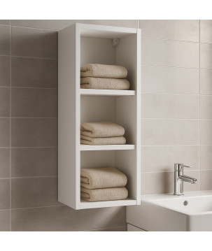 Szafka łazienkowa wisząca biała mat na reczniki pojemna i czysta przestrzeń