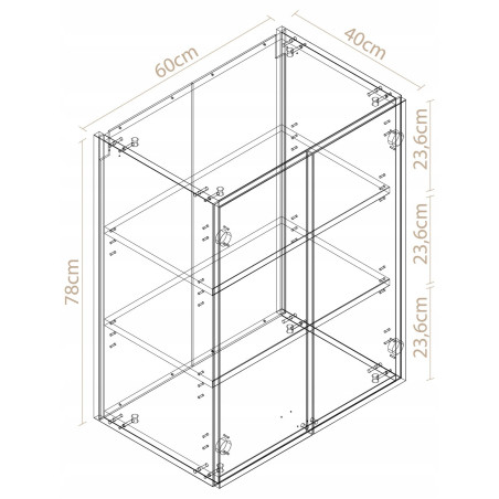 Szafka Łazienkowa wisząca Biały Połysk 78 x 60 x 40cm Głęboka i Pojemna