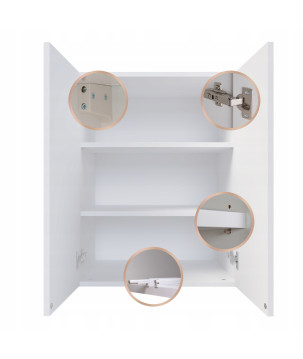 Szafka Łazienkowa wisząca Biały Połysk 78 x 60 x 40cm Głęboka i Pojemna