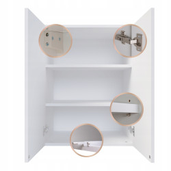 Szafka Łazienkowa wisząca Biały Połysk 78 x 60 x 40cm Głęboka i Pojemna