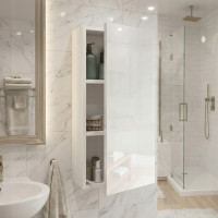 Szafka łazienkowa wisząca biały połysk elegancka 78x40x17