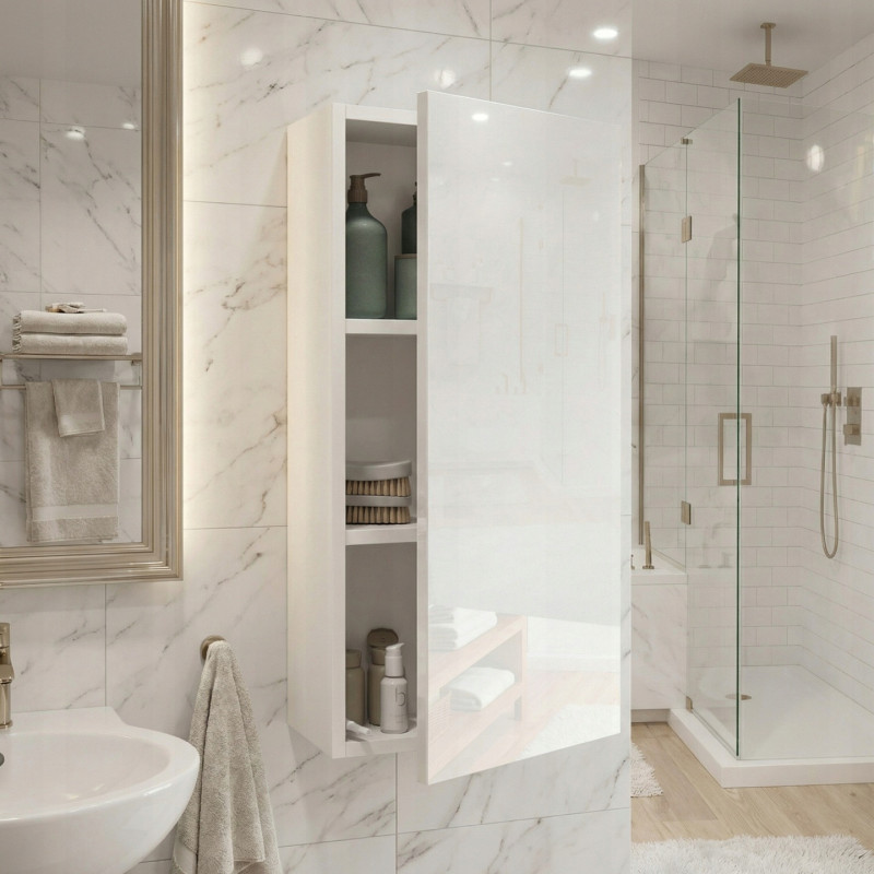 Szafka łazienkowa wisząca biały połysk elegancka 78x40x17