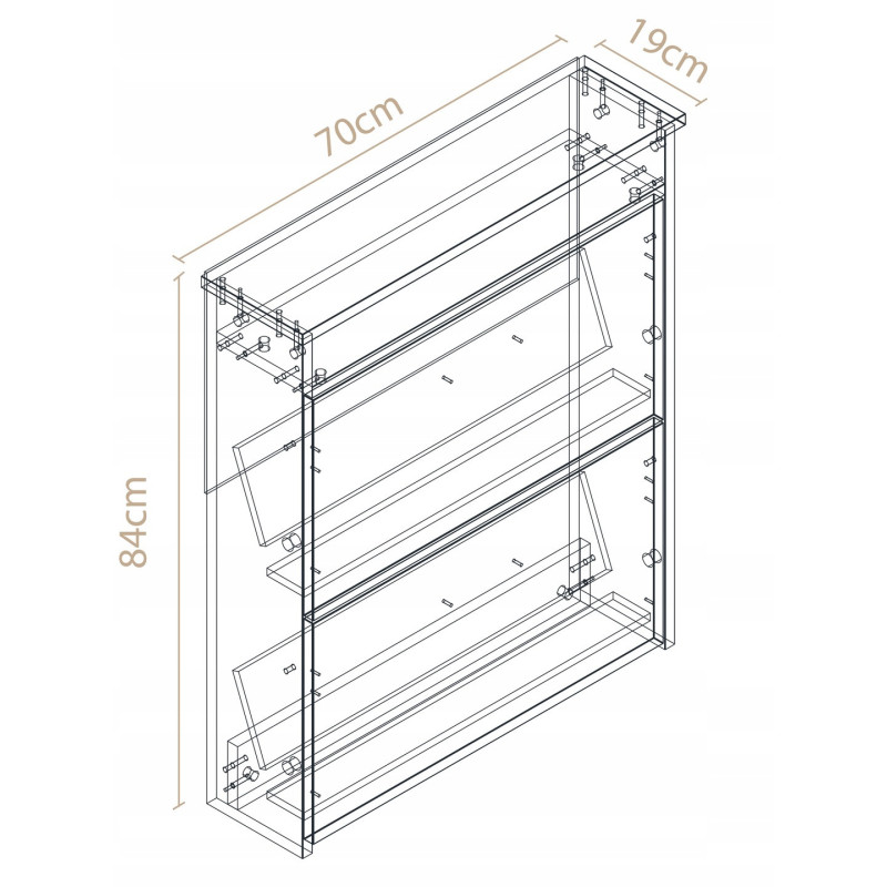 Wąska Szafka na buty Kaszmir od przedpokoju 18,5cm DODATKOWA PÓŁKA na klucze