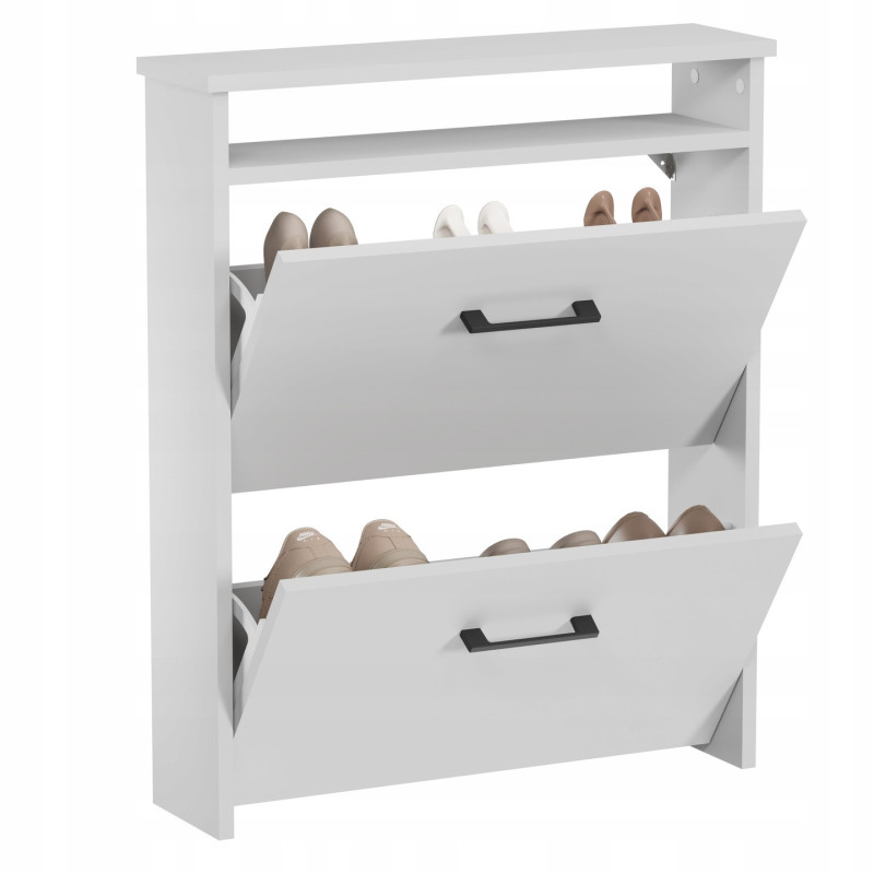 Pojemna i Waska szafka na buty do przedpokoju biały mat z półka uchwyt 80cm