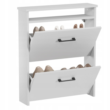 Pojemna i Waska szafka na buty do przedpokoju biały mat z półka uchwyt 80cm