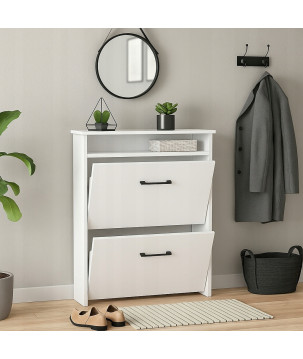 Pojemna i Waska szafka na buty do przedpokoju biały mat z półka uchwyt 80cm