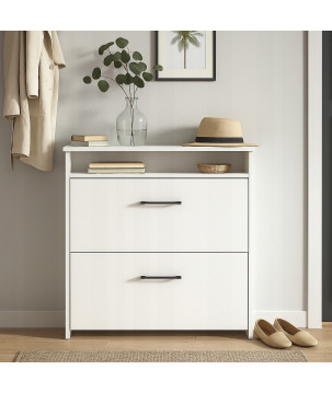 Pojemna i Waska szafka na buty do przedpokoju biały mat z półka uchwyt 80cm