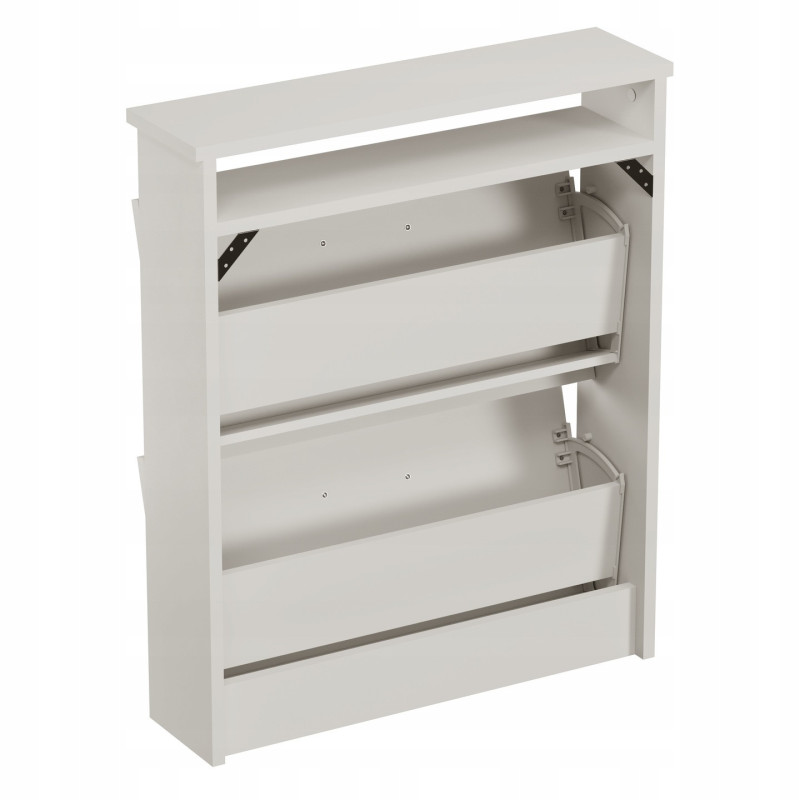 Pojemna i Waska szafka na buty do przedpokoju biały mat z półka uchwyt 80cm