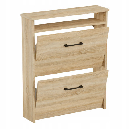 Szafka na buty dąb sonoma 2 uchylne szuflady matowe uchwyty NA 6 PAR