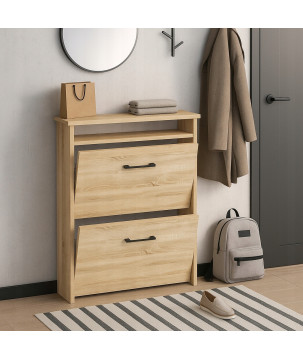 Szafka na buty dąb sonoma 2 uchylne szuflady matowe uchwyty NA 6 PAR