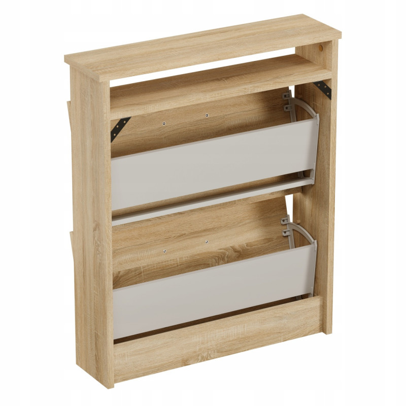 Szafka na buty dąb sonoma 2 uchylne szuflady matowe uchwyty NA 6 PAR